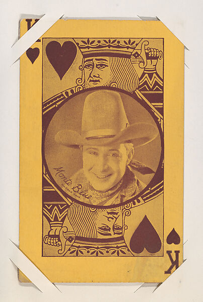 Monte Blue (Warner Bros) from Western Stars Exhibit Playing Cards (W403), Exhibit Supply Company, Commercial color photolithograph 