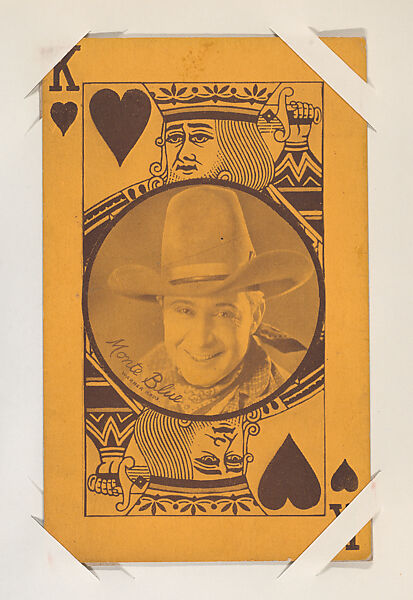 Monte Blue (Warner Bros) from Western Stars Exhibit Playing Cards (W403), Exhibit Supply Company, Commercial color photolithograph 