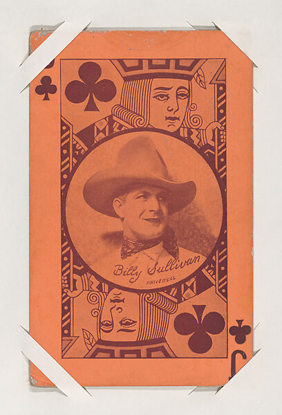 Billy Sullivan (Universal) from Western Stars Exhibit Playing Cards (W403), Exhibit Supply Company, Commercial color photolithograph 