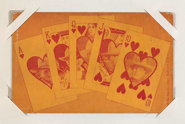 Five Western Stars/Hearts Exhibit Playing Cards Hand (W403), Exhibit Supply Company, Commercial color photolithograph 