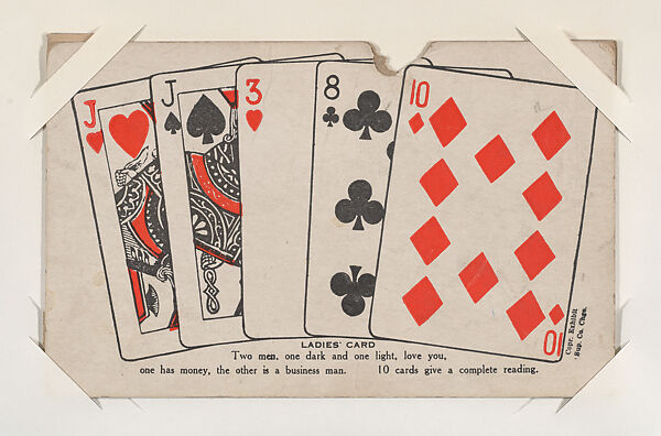 Ladies' Card from Exhibit Playing Cards Poker Hands (W437), Exhibit Supply Company, Commercial color photolithograph 