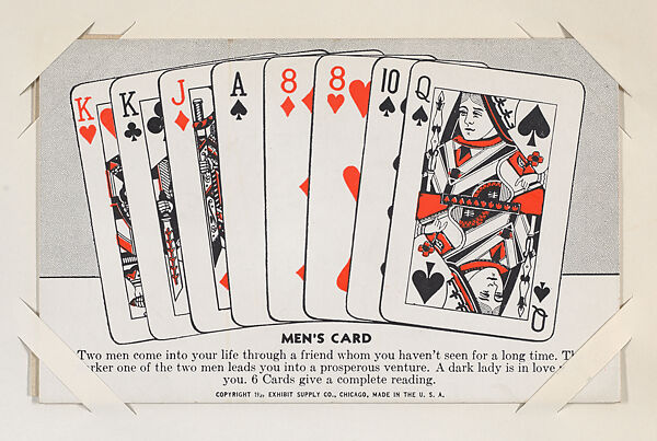 Men's Card from Exhibit Playing Cards Poker Hands (W437), Exhibit Supply Company, Commercial color photolithograph 