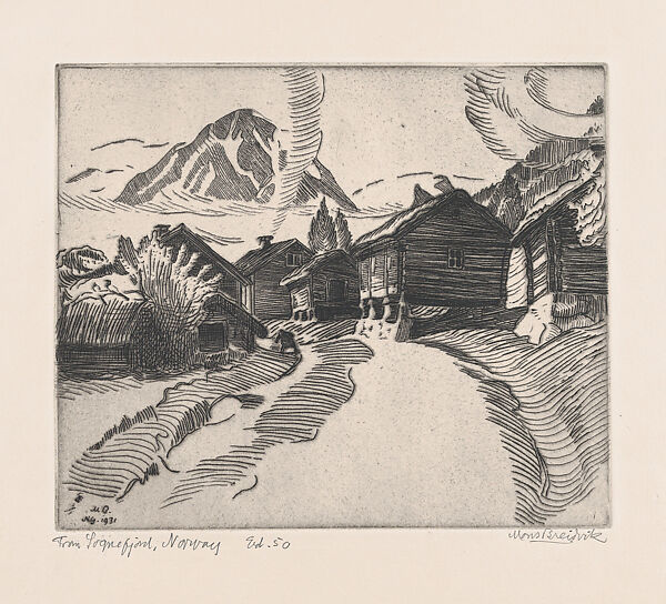 From Sognefjord, Norway, Mons Breidvik (Norwegian, Brekke 1881–1950 Kvam), Etching; proof 