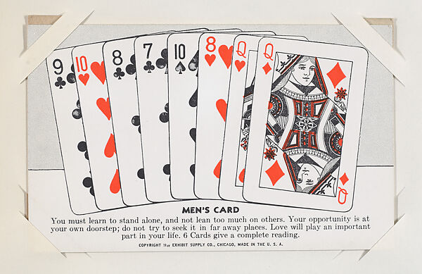 Men's Card from Exhibit Playing Cards Poker Hands (W437), Exhibit Supply Company, Commercial color photolithograph 