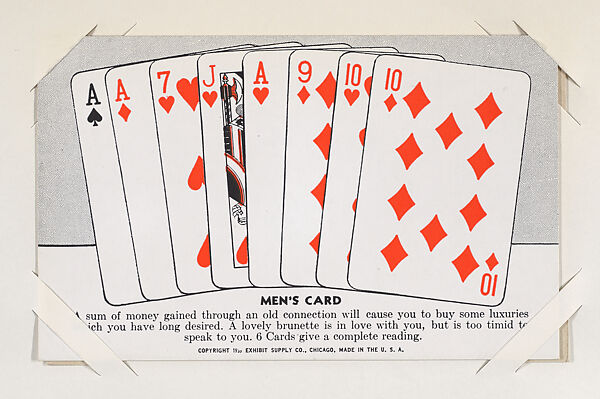 Men's Card from Exhibit Playing Cards Poker Hands (W437), Exhibit Supply Company, Commercial color photolithograph 