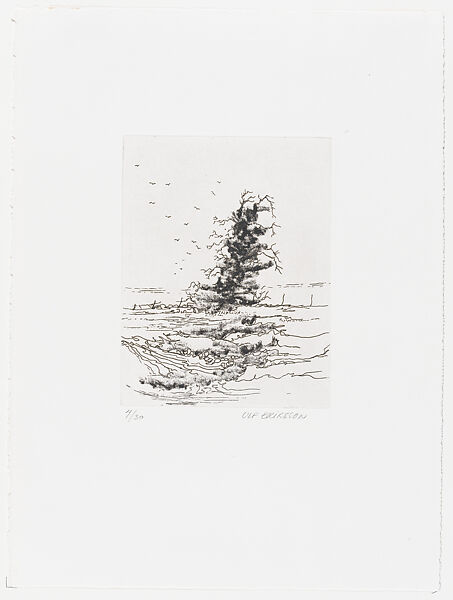 Landscape with tree, Ulf Eriksson (Swedish, born Helsingborg, 1942), Etching 