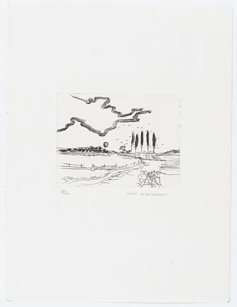 Landscape with tall trees, from "Bilder från min hand" (Pictures from my hand), Ulf Eriksson (Swedish, born Helsingborg, 1942), Etching 