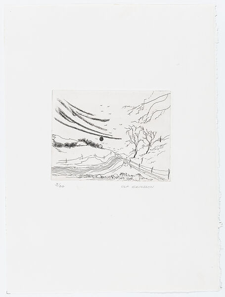 Landscape with bare trees and mountains in the distance, from "Bilder från min hand" (Pictures from my hand), Ulf Eriksson (Swedish, born Helsingborg, 1942), Etching 