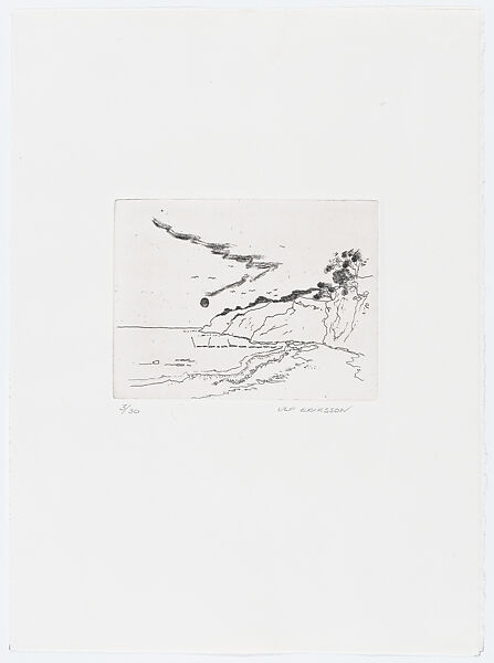 A beach landscape with cliffs, from "Bilder från min hand" (Pictures from my hand), Ulf Eriksson (Swedish, born Helsingborg, 1942), Etching 