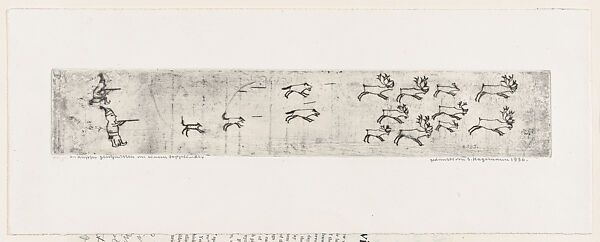 Deer Hunt, a Lapland Scene, Anonymous, Lapland School, 20th century, Drypoint 