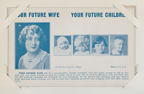Your Future Wife / Your Future Children from Exhibit Fortunes (W432), Exhibit Supply Company, Commercial color photolithograph 