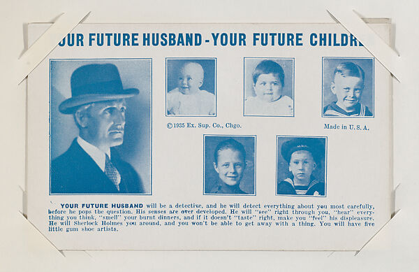 Your Future Husband - Your Future Children from Exhibit Fortunes (W432), Exhibit Supply Company, Commercial color photolithograph 