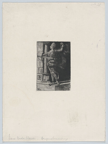 Justitia, a figure holding scales and a sword, Hans Nikolaj Hansen (Danish, Copenhagen 1853–1923 Frederiksberg), Etching and drypoint 