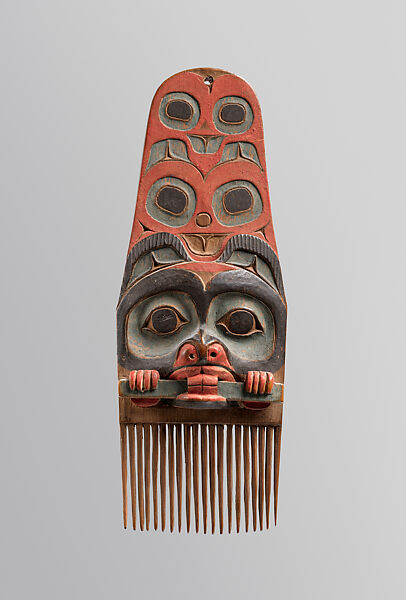 Comb, Wood and pigment, Tlingit, Native American