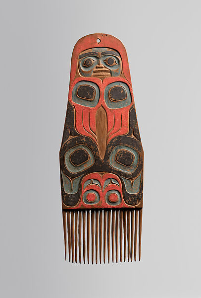 Comb, Wood and pigment, Tlingit, Native American