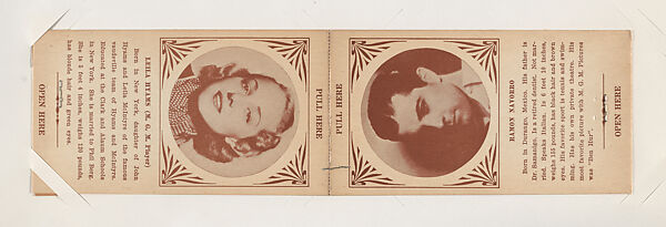 Leila Hyams and Ramon Navarro from Star Folders Special Cards (W439), Commercial photolithograph 