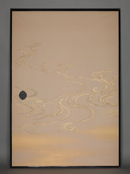 Bamboo Grass and Waves, Kamisaka Sekka (Japanese, 1866–1942), Set of four sliding-door panels (fusuma); ink and gold on paper, Japan