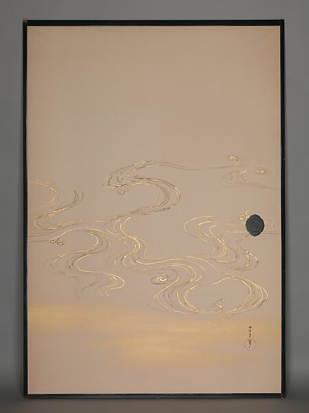 Bamboo Grass and Waves, Kamisaka Sekka (Japanese, 1866–1942), Set of four sliding-door panels (fusuma); ink and gold on paper, Japan