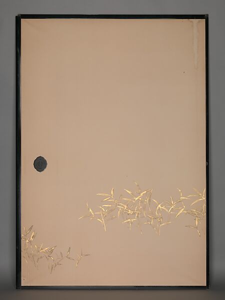 Bamboo Grass and Waves, Kamisaka Sekka (Japanese, 1866–1942), Set of four sliding-door panels (fusuma); ink and gold on paper, Japan
