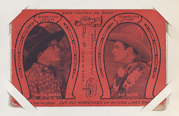 Frankie Darrow and Bob Custer from Western Cowboys Exhibits Novelty Star Designs (W435), Exhibit Supply Company, Commercial color photolithograph 