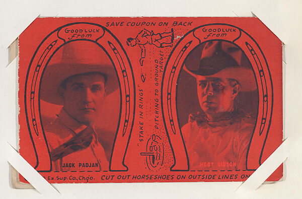 Jack Padjan and Hoot Gibson from Western Cowboys Exhibits Novelty Star Designs (W435), Exhibit Supply Company, Commercial color photolithograph 