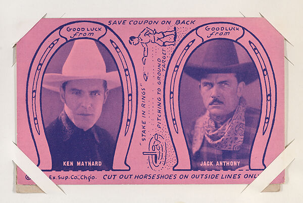 Ken Maynard and Jack Anthony from Western Cowboys Exhibits Novelty Star Designs (W435), Exhibit Supply Company, Commercial color photolithograph 