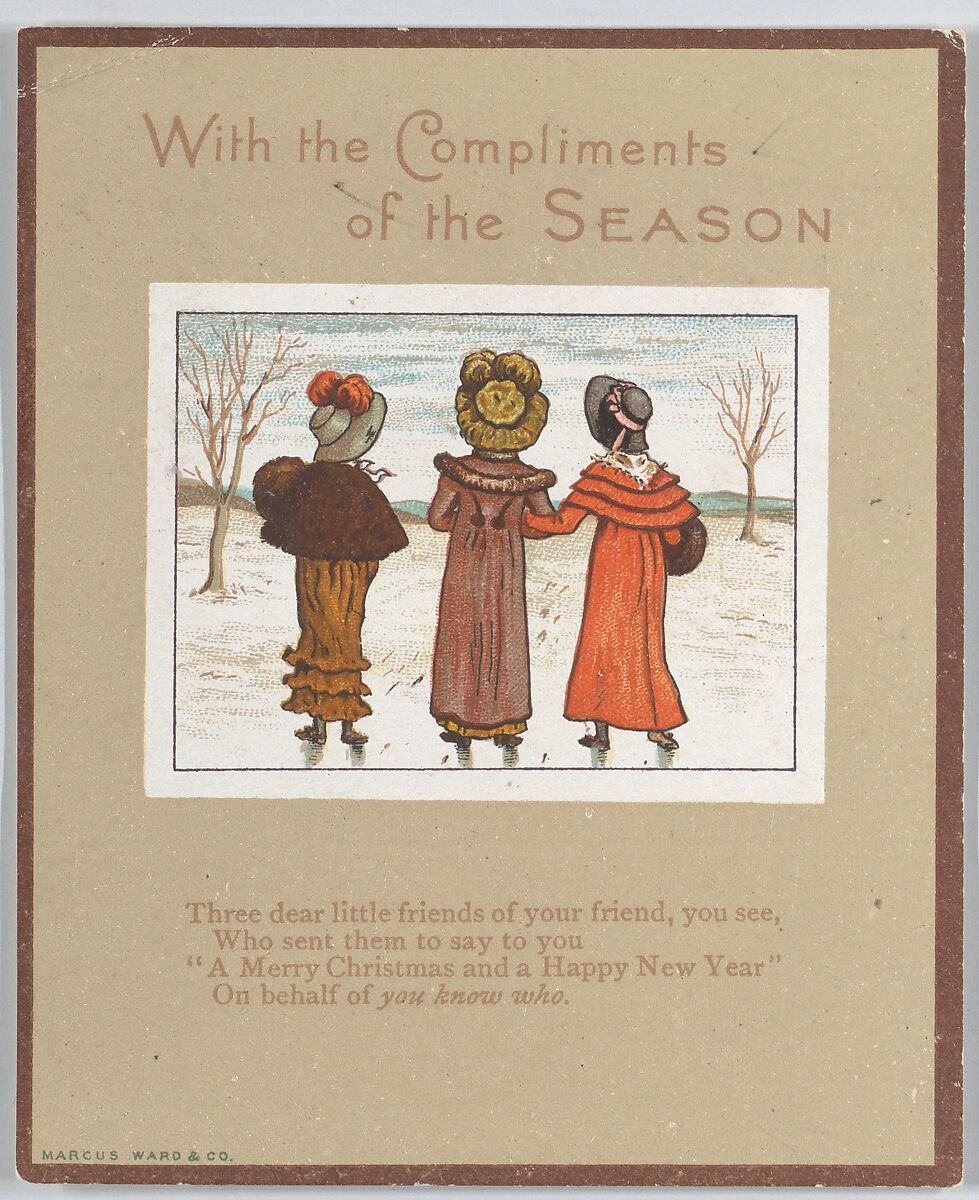 Valentine, Kate Greenaway (British, London 1846–1901 London), White card, chromolithography 