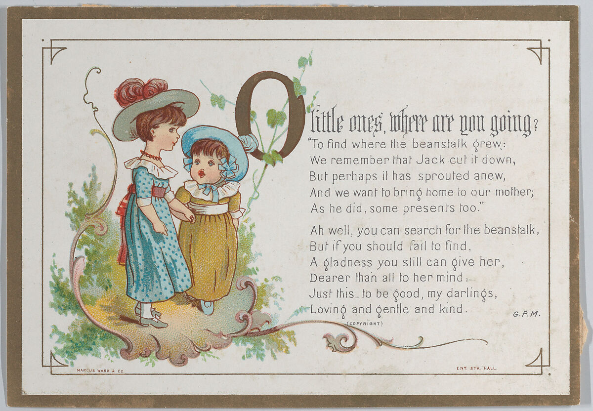 Valentine, Kate Greenaway (British, London 1846–1901 London), White card,  chromolithography 