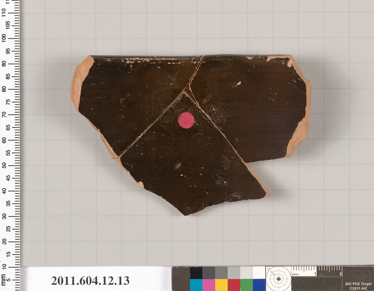 Terracotta rim fragment of a skyphos (deep drinking cup), Terracotta, Greek, South Italian, Apulian