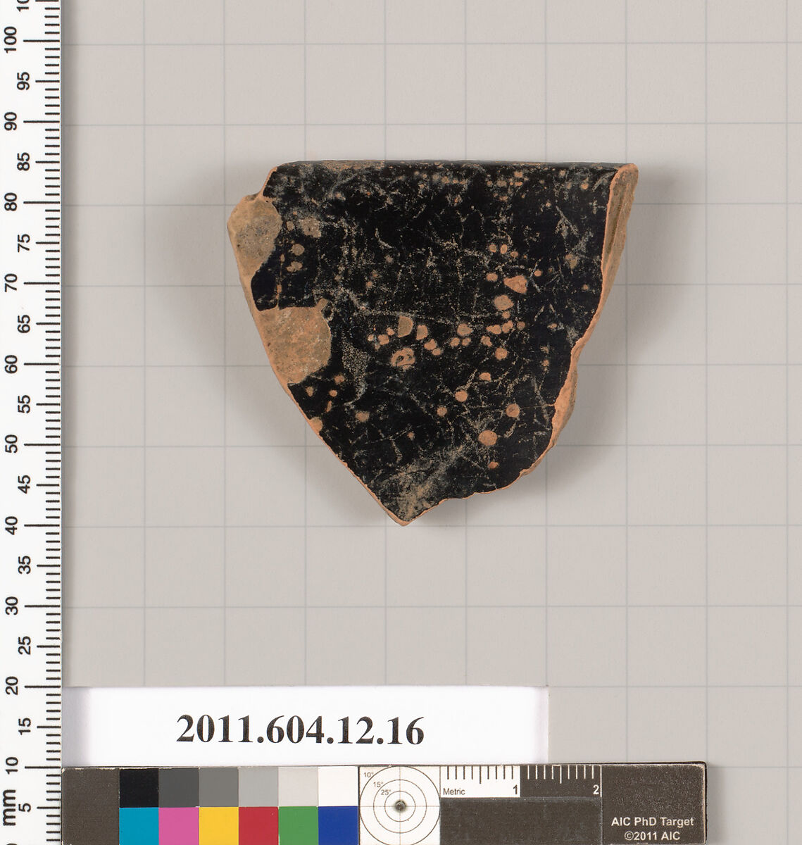 Terracotta rim fragment of a skyphos (deep drinking cup), Terracotta, Greek, South Italian, Apulian