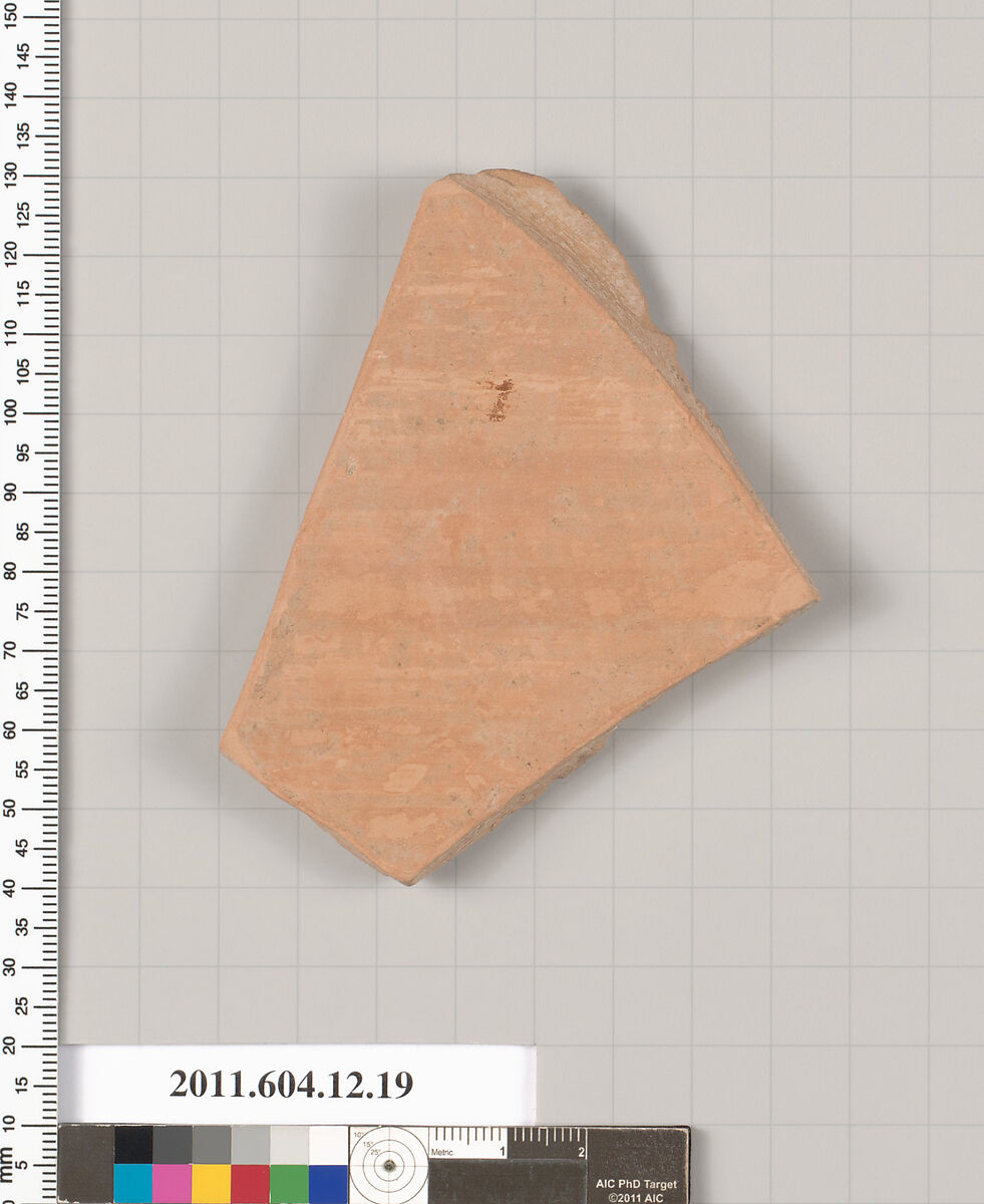 Terracotta fragment of a closed shape, Terracotta, Greek, South Italian, Apulian