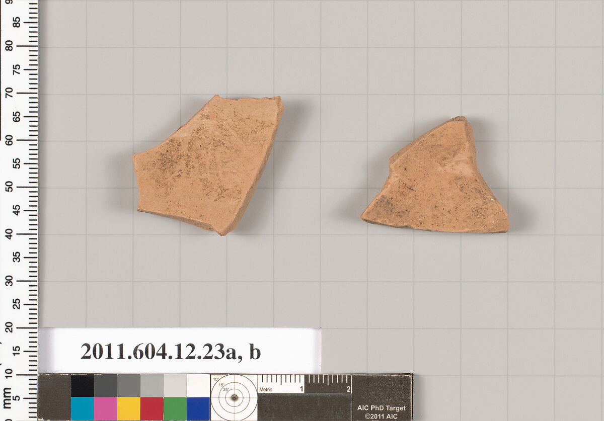Terracotta fragments of a lekythos (oil flask)?, Terracotta, Greek, Attic