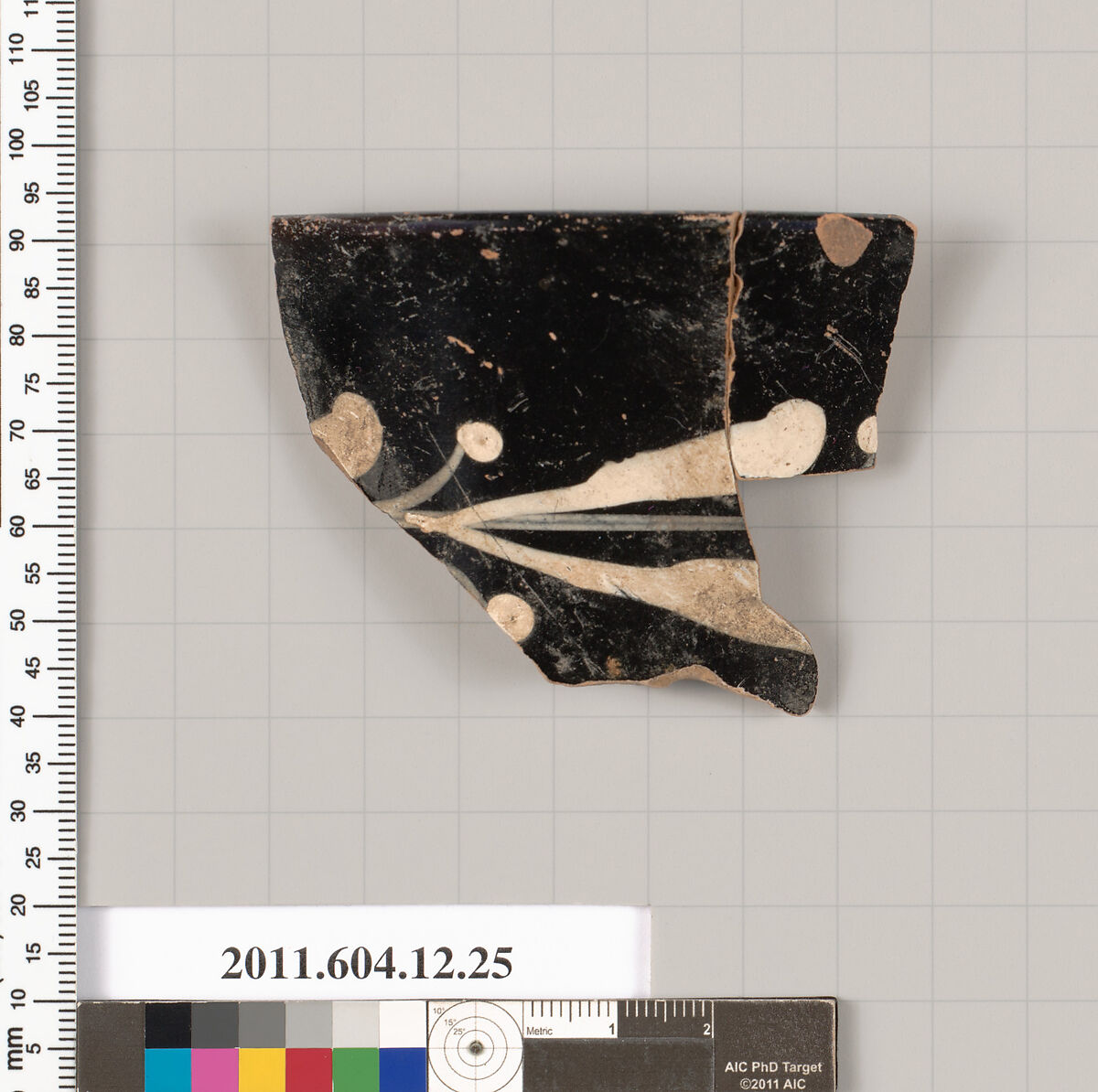 Terracotta rim fragment of a skyphos (deep drinking cup), Terracotta, Greek, South Italian, Gnathian 