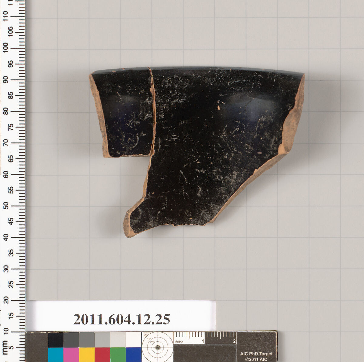 Terracotta rim fragment of a skyphos (deep drinking cup), Terracotta, Greek, South Italian, Gnathian