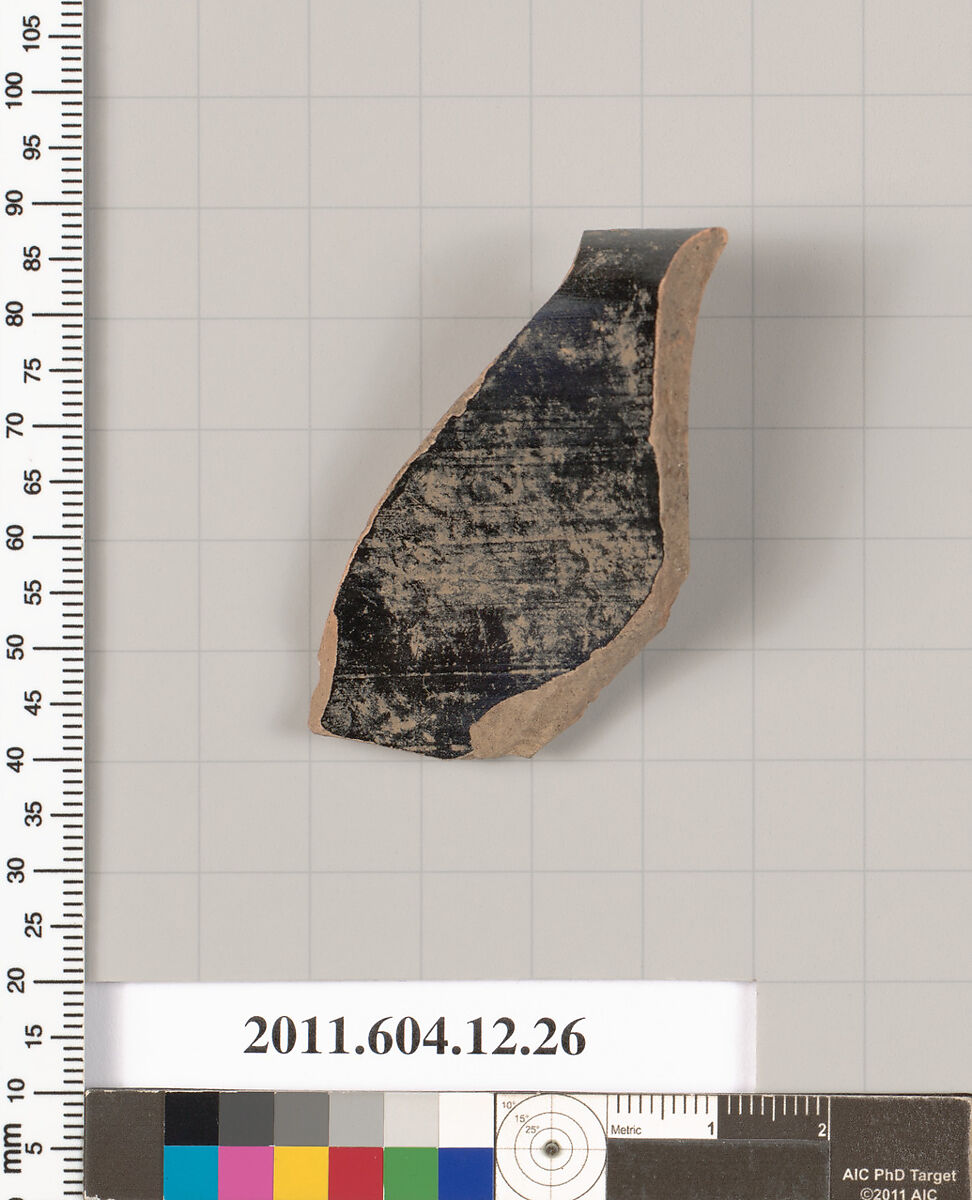 Terracotta rim fragment of a skyphos (deep drinking cup), Terracotta, Greek, South Italian, Gnathian