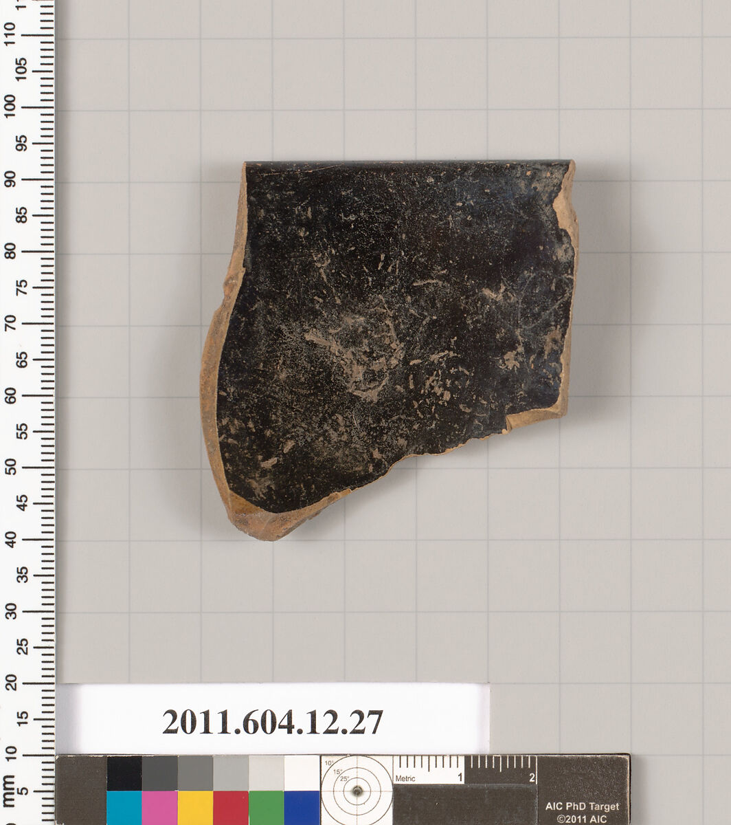 Terracotta rim fragment of a skyphos (deep drinking cup), Terracotta, Greek, South Italian, Gnathian