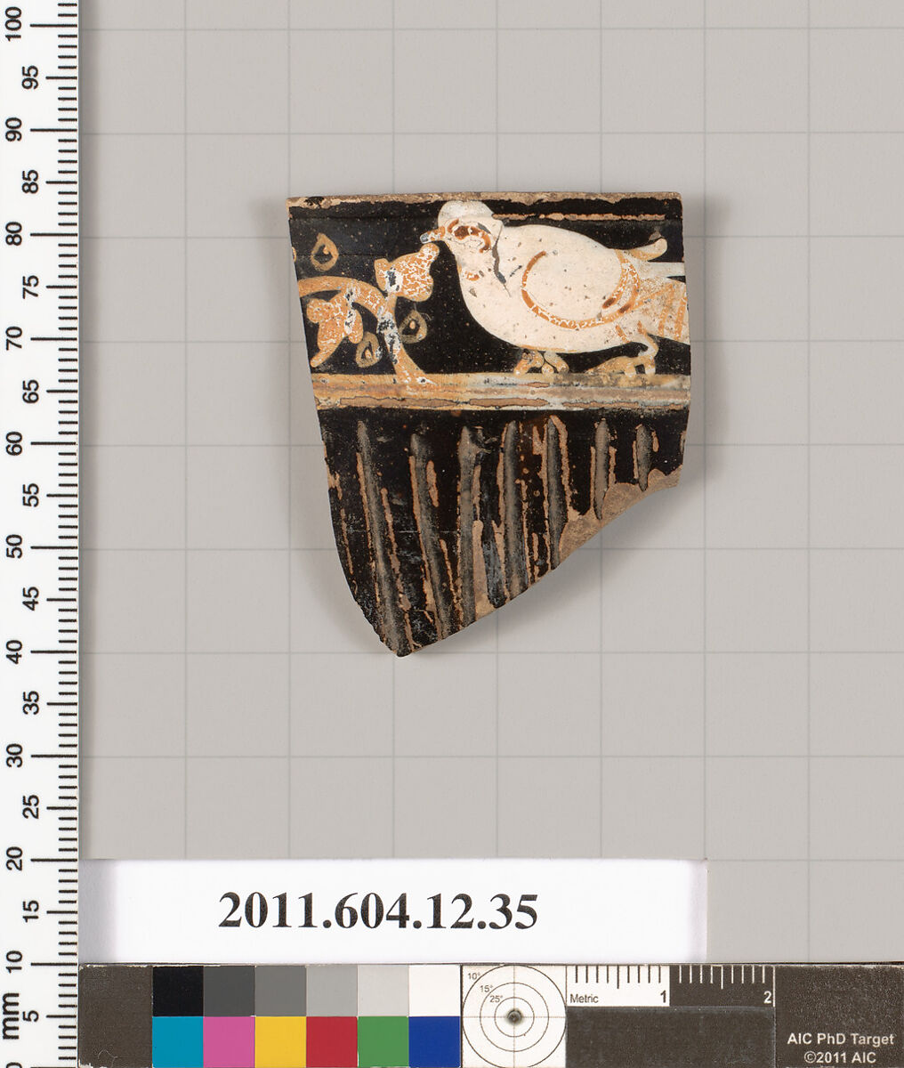 Terracotta fragment of a skyphos (deep drinking cup)?, Terracotta, Greek, South Italian, Gnathian 