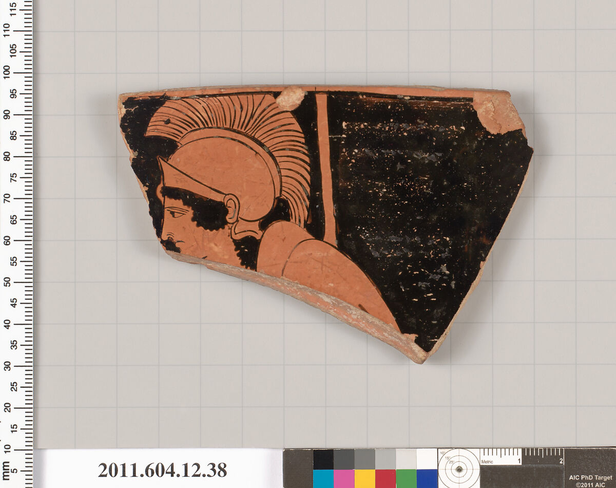 Terracotta fragment of a krater (deep bowl), Terracotta, Greek, South Italian, Lucanian 