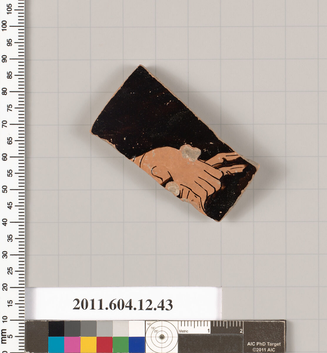 Terracotta fragment of a closed shape, Terracotta, Greek, South Italian, Lucanian 