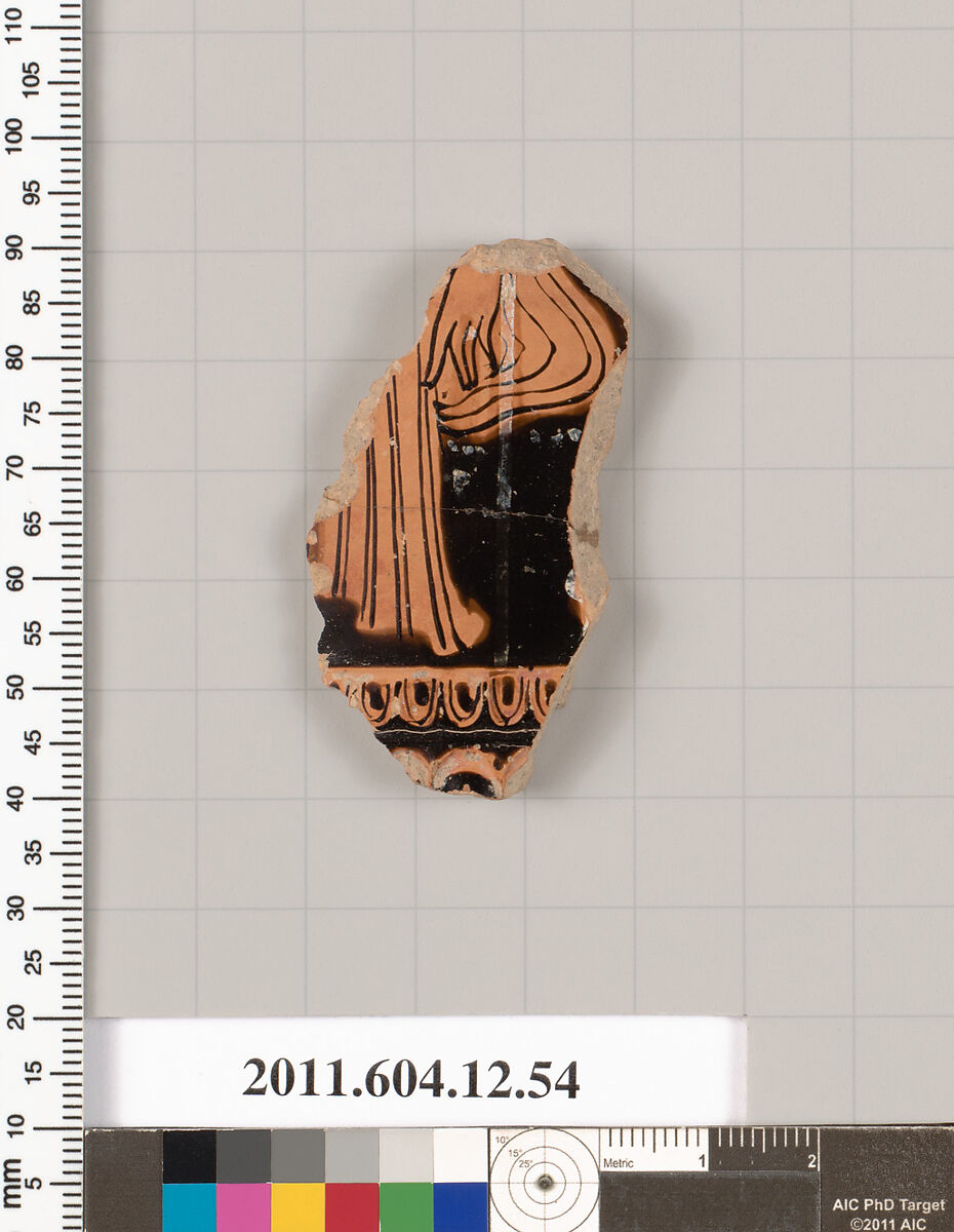 Terracotta fragment of a closed shape, Terracotta, Greek, South Italian? 