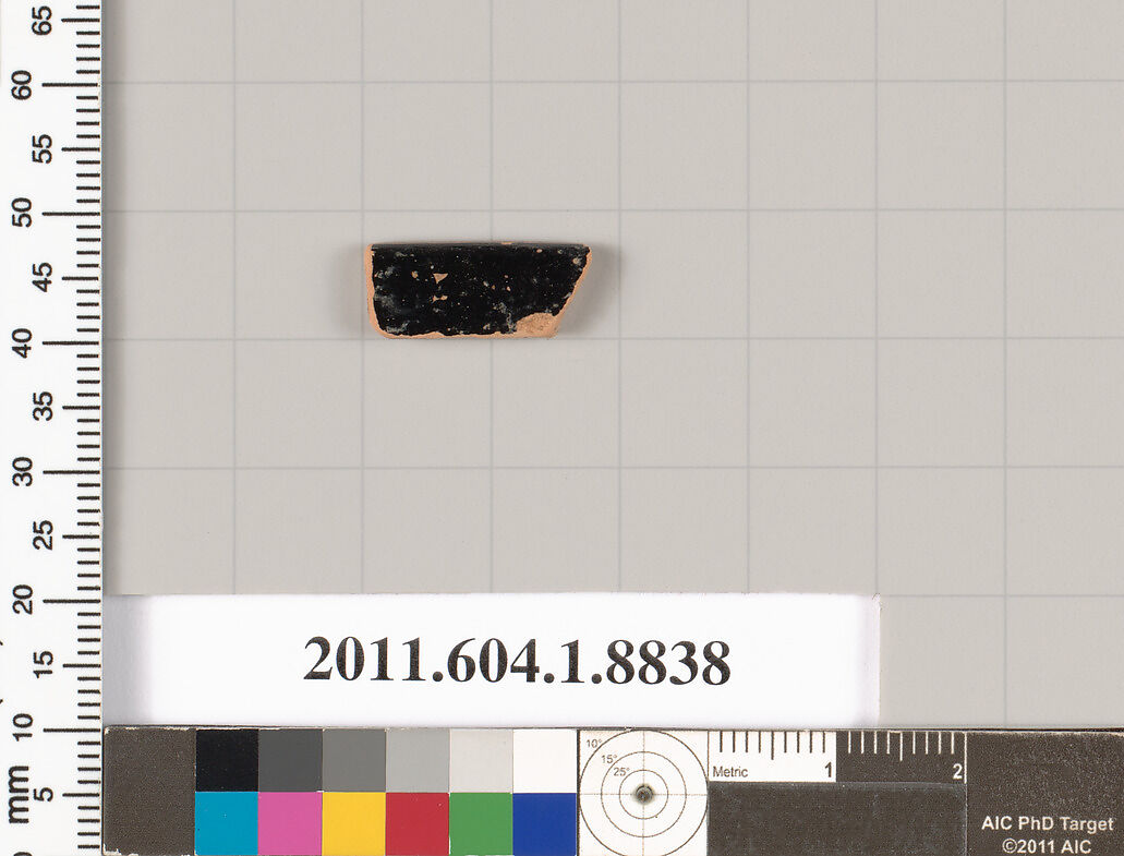 Terracotta rim fragment of a kylix (drinking cup), Terracotta, Greek, Attic
