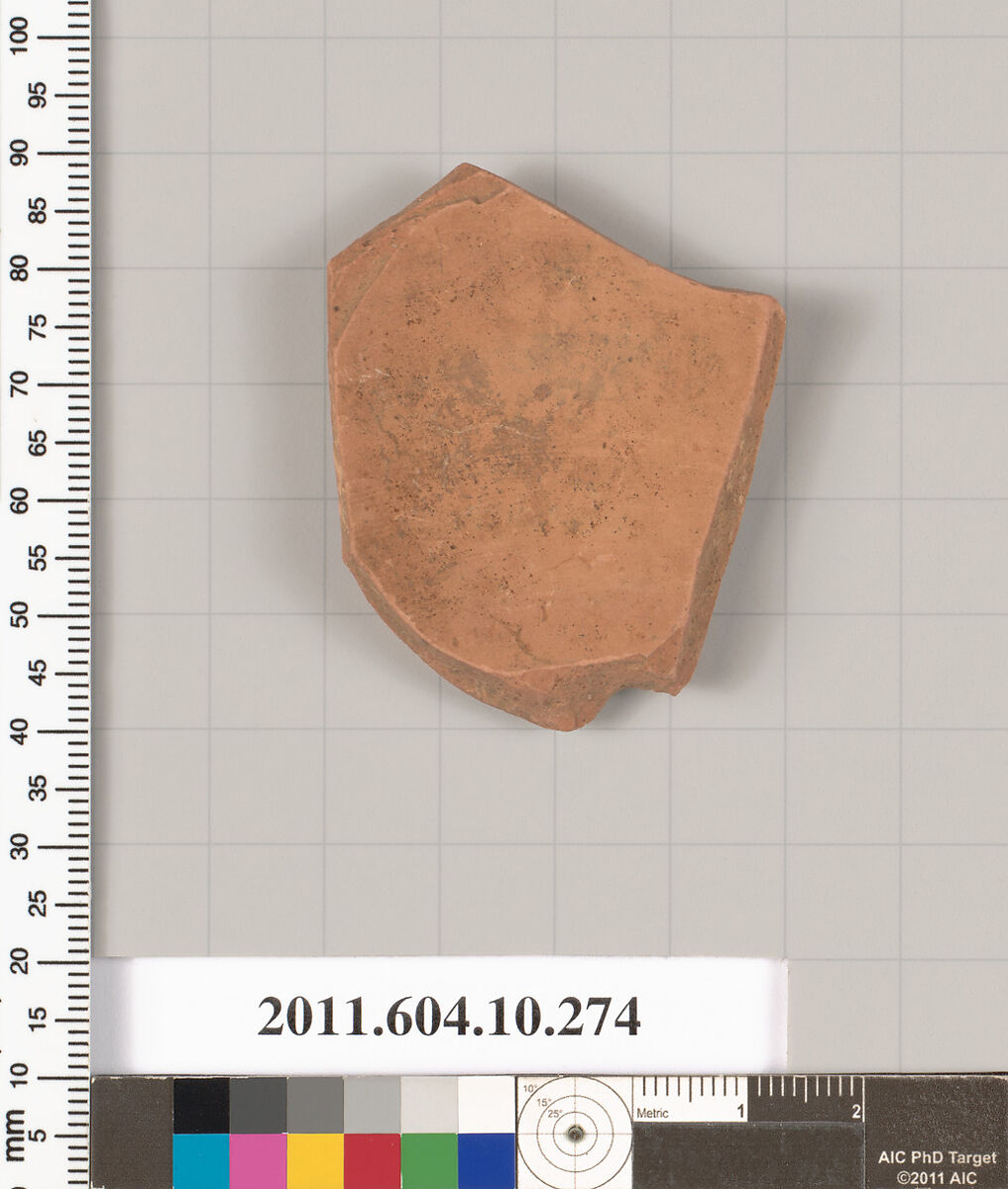 Terracotta fragment from a closed shape, Terracotta, Etruscan