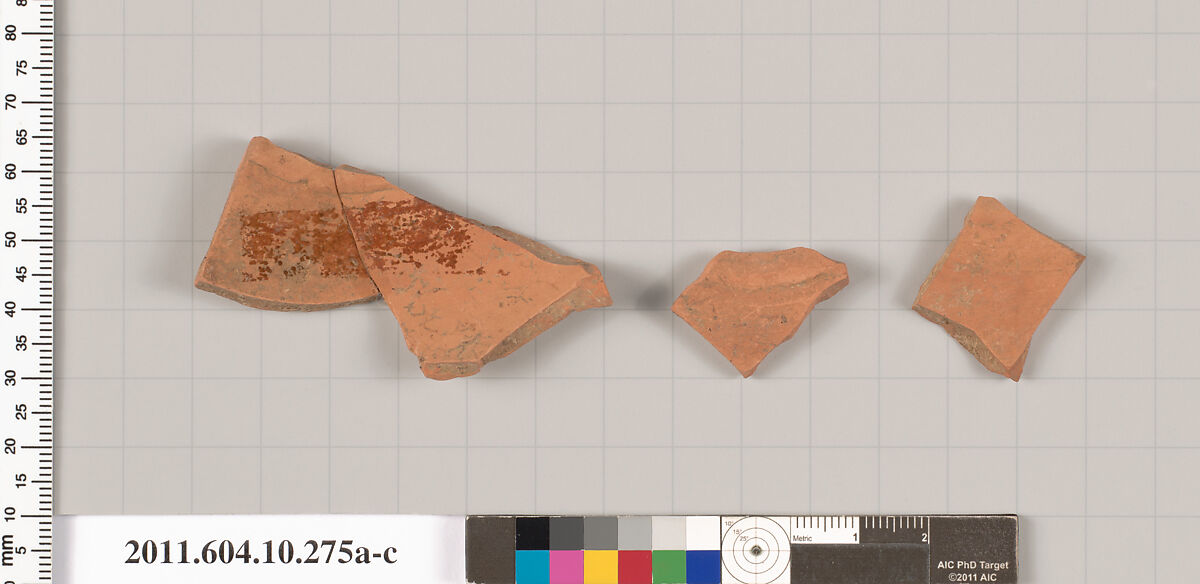 Terracotta fragments from a closed shape, Terracotta, Etruscan?