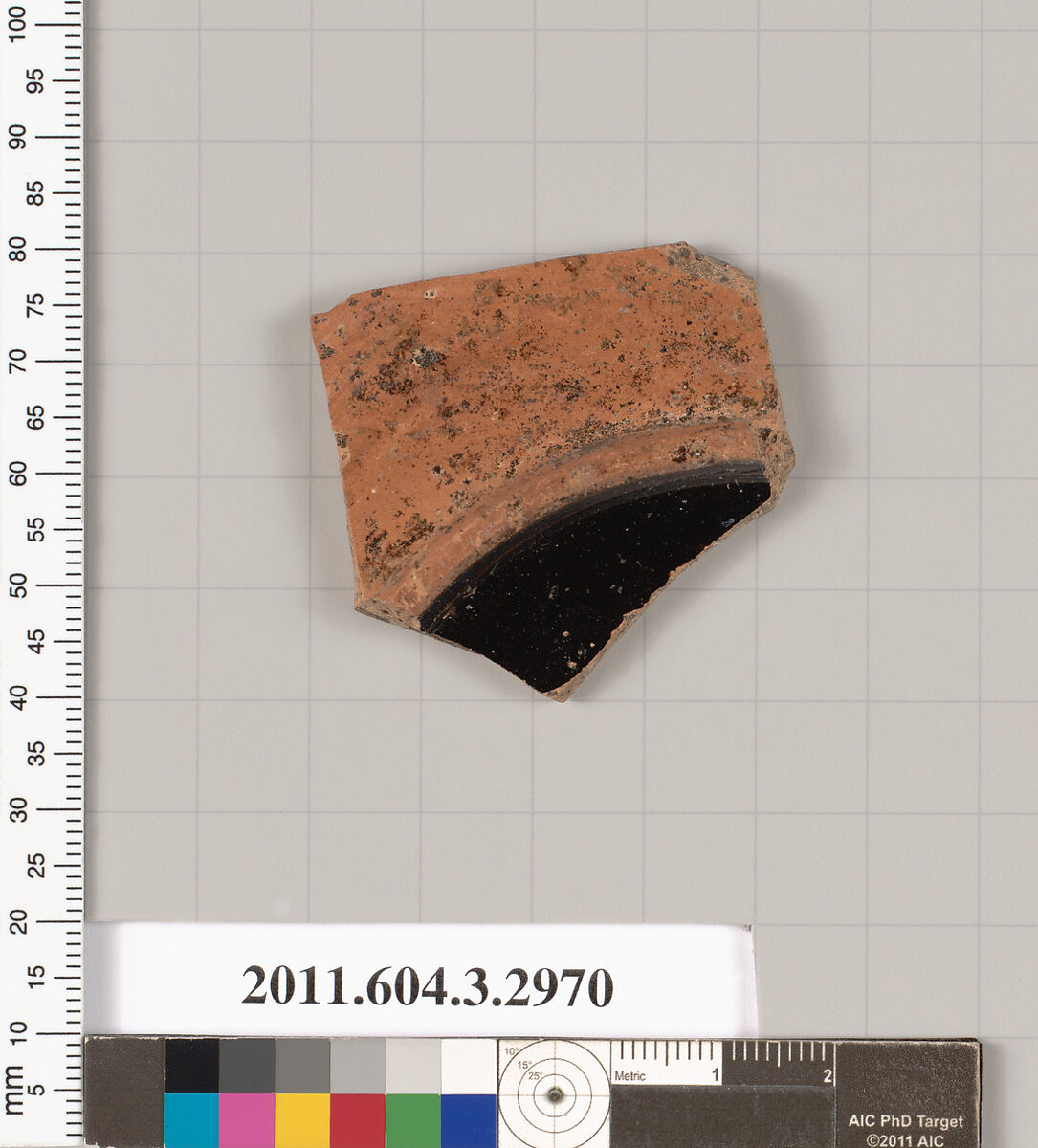Terracotta fragment of plate, Terracotta, Greek, Attic