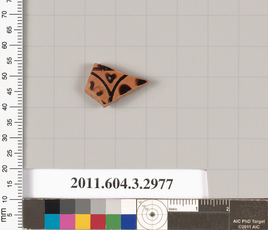 Terracotta fragment of an undetermined shape, Terracotta, Greek, Attic 