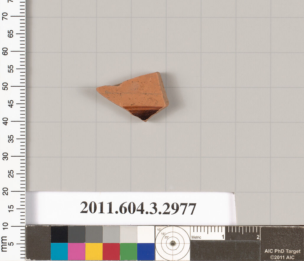 Terracotta fragment of an undetermined shape, Terracotta, Greek, Attic