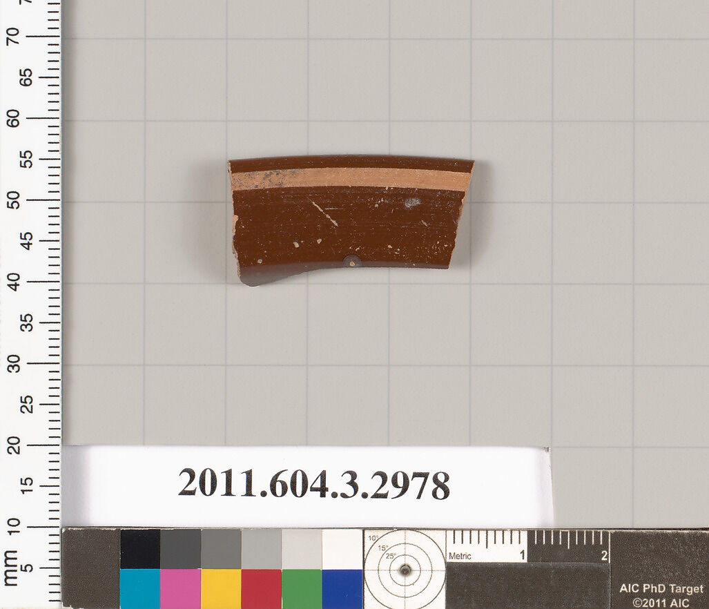 Terracotta rim fragment of a mastoid (drinking cup with narrow base)?, Terracotta, Greek, Attic
