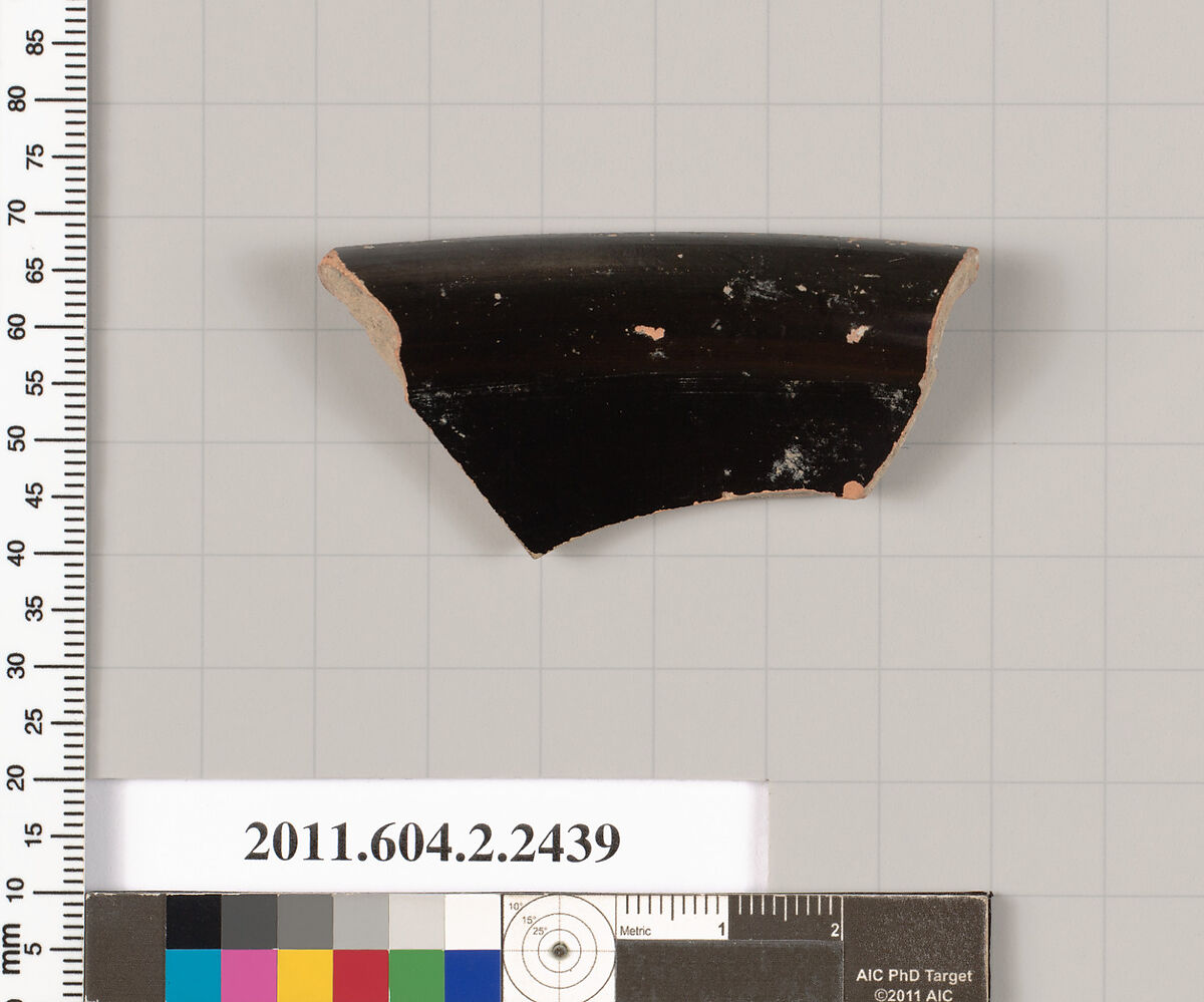Terracotta rim fragment from a kalathos?, Terracotta, Greek, Attic