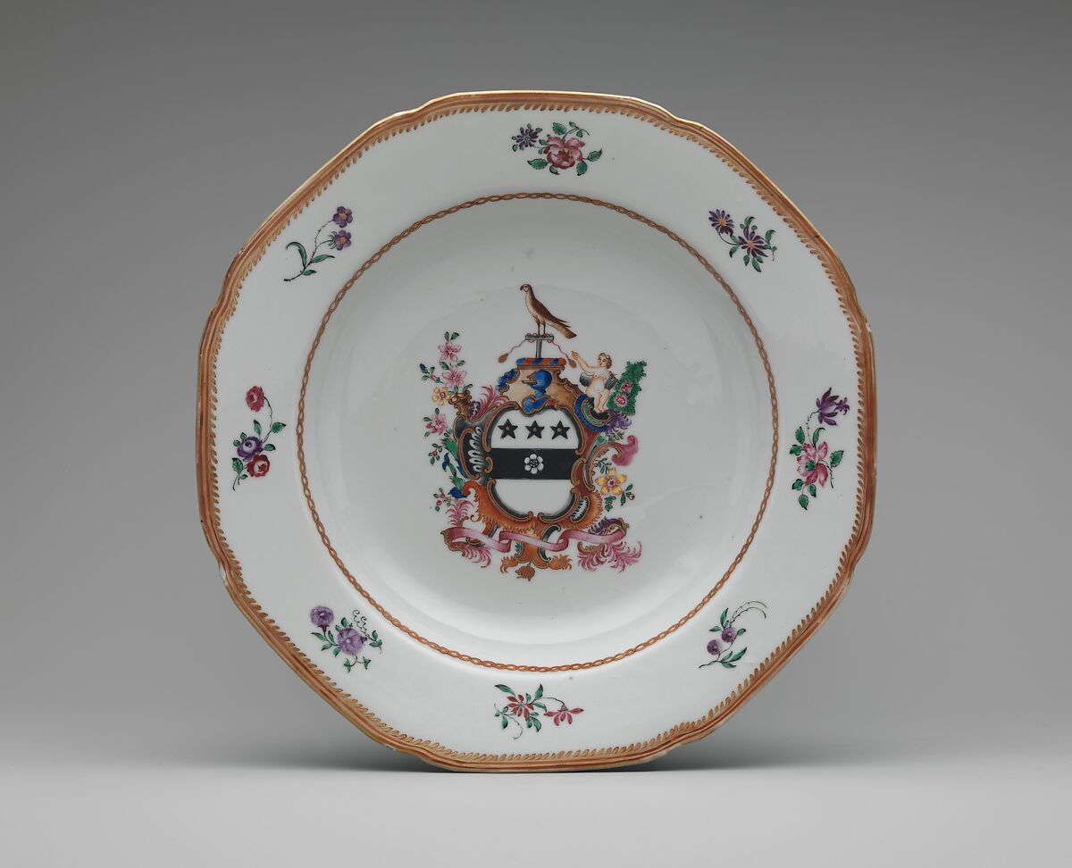Soup Plate, Porcelain, Chinese, for American market 