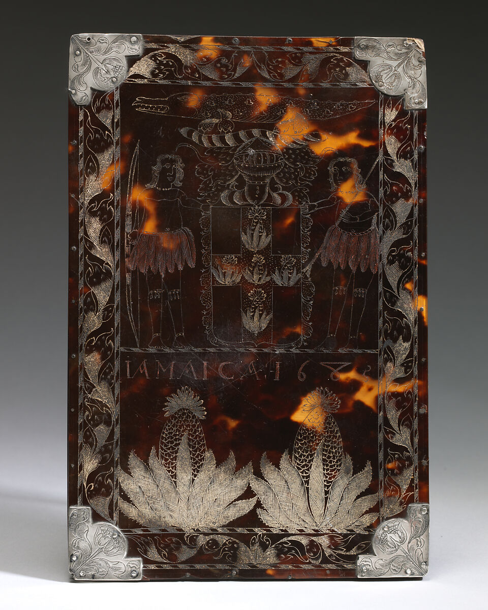 Comb case with two wig combs, Attributed to Paul Bennett (active ca. 1673–88) of Port Royal, Turtle shell, silver, Jamaican, Port Royal